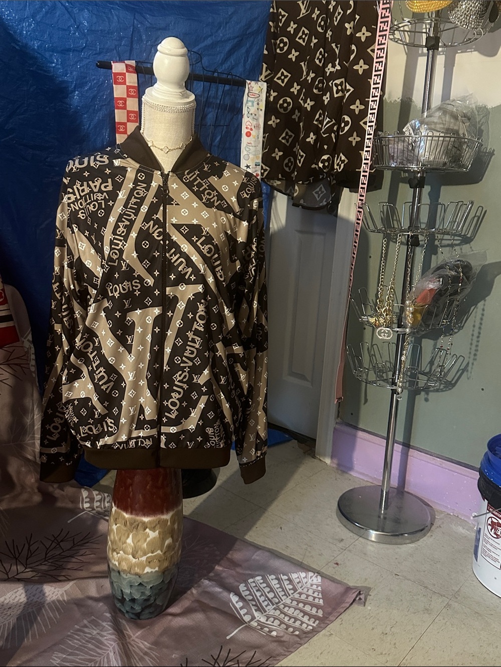 Designer-Inspired Brown Logo Print Hoodie Jacket